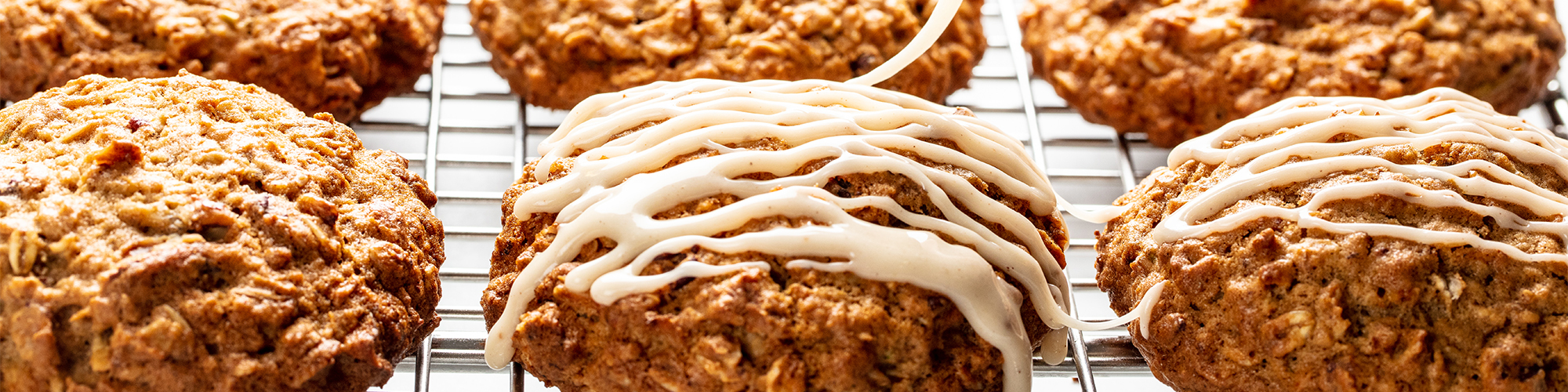 apple spiced oatmeal cookies drizzled with domino dark brown sugar icing