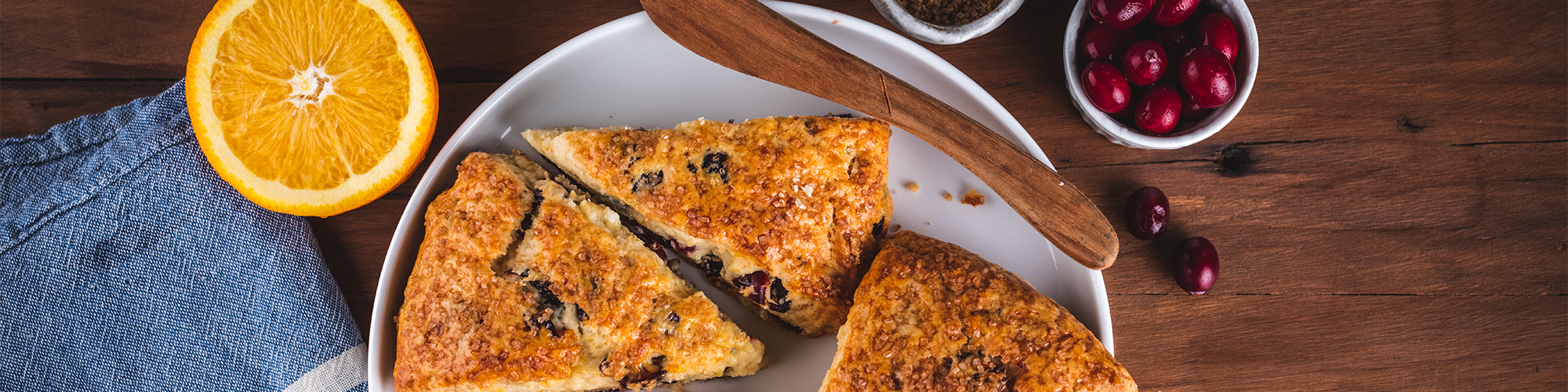cranberry orange scones with domino golden sugar and turbinado sugar