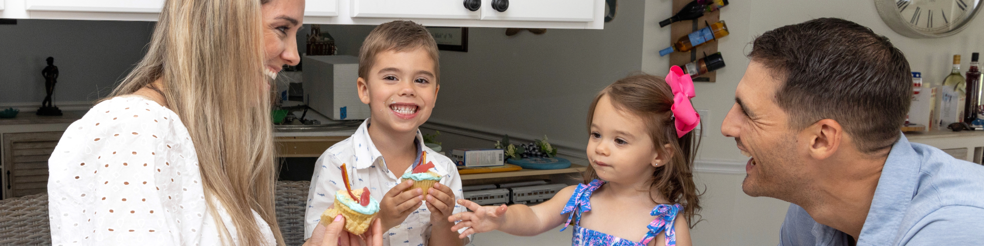 child eating domino sugar stuffed cookie dough cupcakes