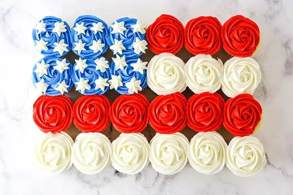 Red, White, and Blue Cupcake Cake