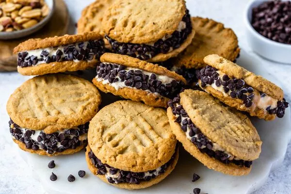 Peanut Butter Cookie Ice Cream Sandwiches
