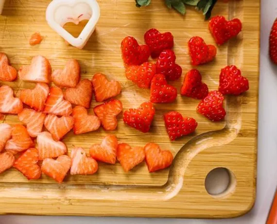 heart-shaped strawberries for domino sugar golden strawberry layer cake