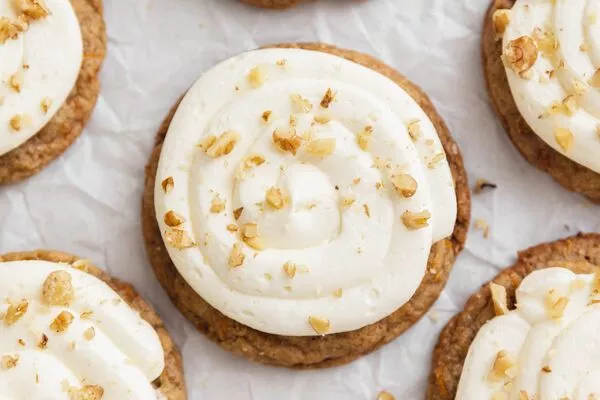 frosted carrot cake cookie baked with domino dark brown sugar