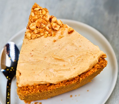 slice of peanut butter pie with domino light brown sugar