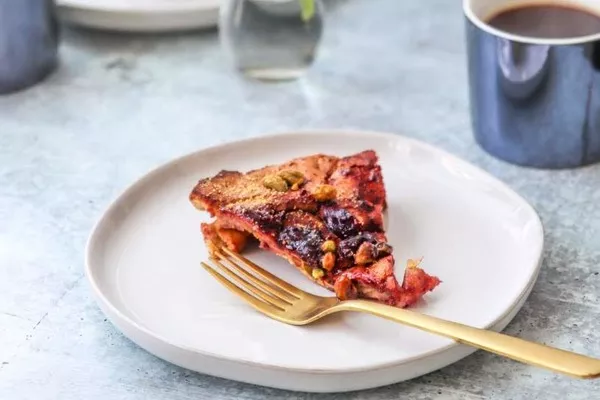 Pistachio Dutch Baby with Cherry Compote