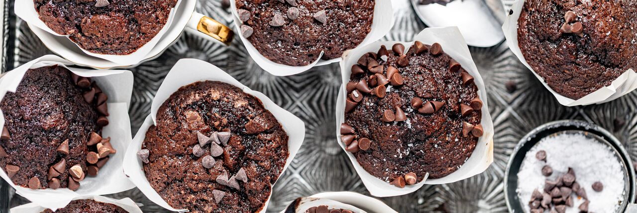 brownie muffins baked with domino granulated and light brown sugar
