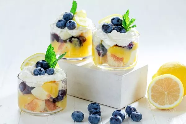 lemon blueberry trifle with domino golden sugar lemon curd