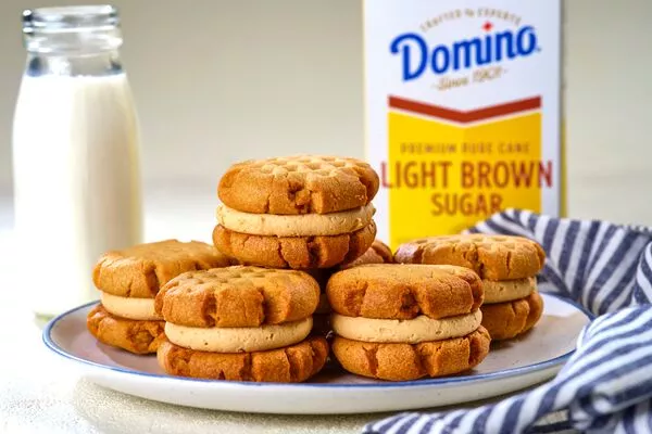 peanut butter cookie sandwich and domino light brown sugar