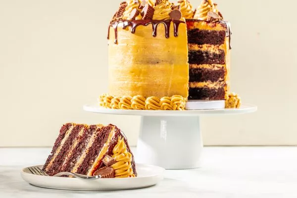 peanut butter cup cake baked with domino dark brown sugar