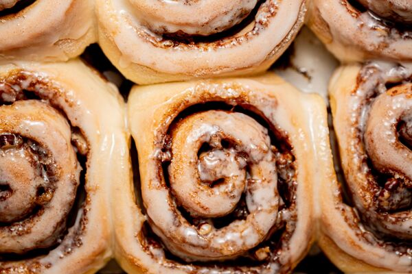iced cinnamon rolls made with domino sugars