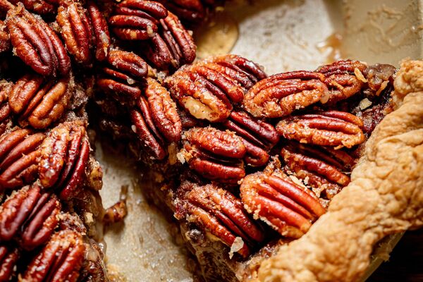 southern pecan pie baked with domino light brown sugar