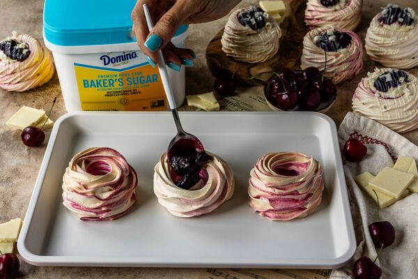 Amaretto Cherry Pavlovas