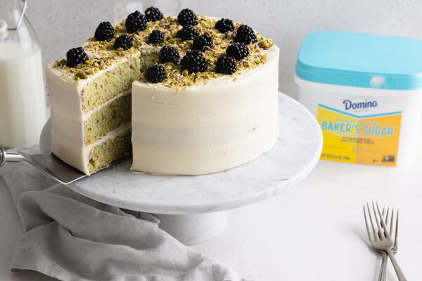 Pistachio Cake with White Chocolate Frosting