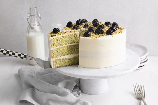 Pistachio Cake with White Chocolate Frosting